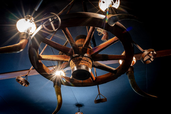 Custom chandelier in Crossfire Steakhouse
